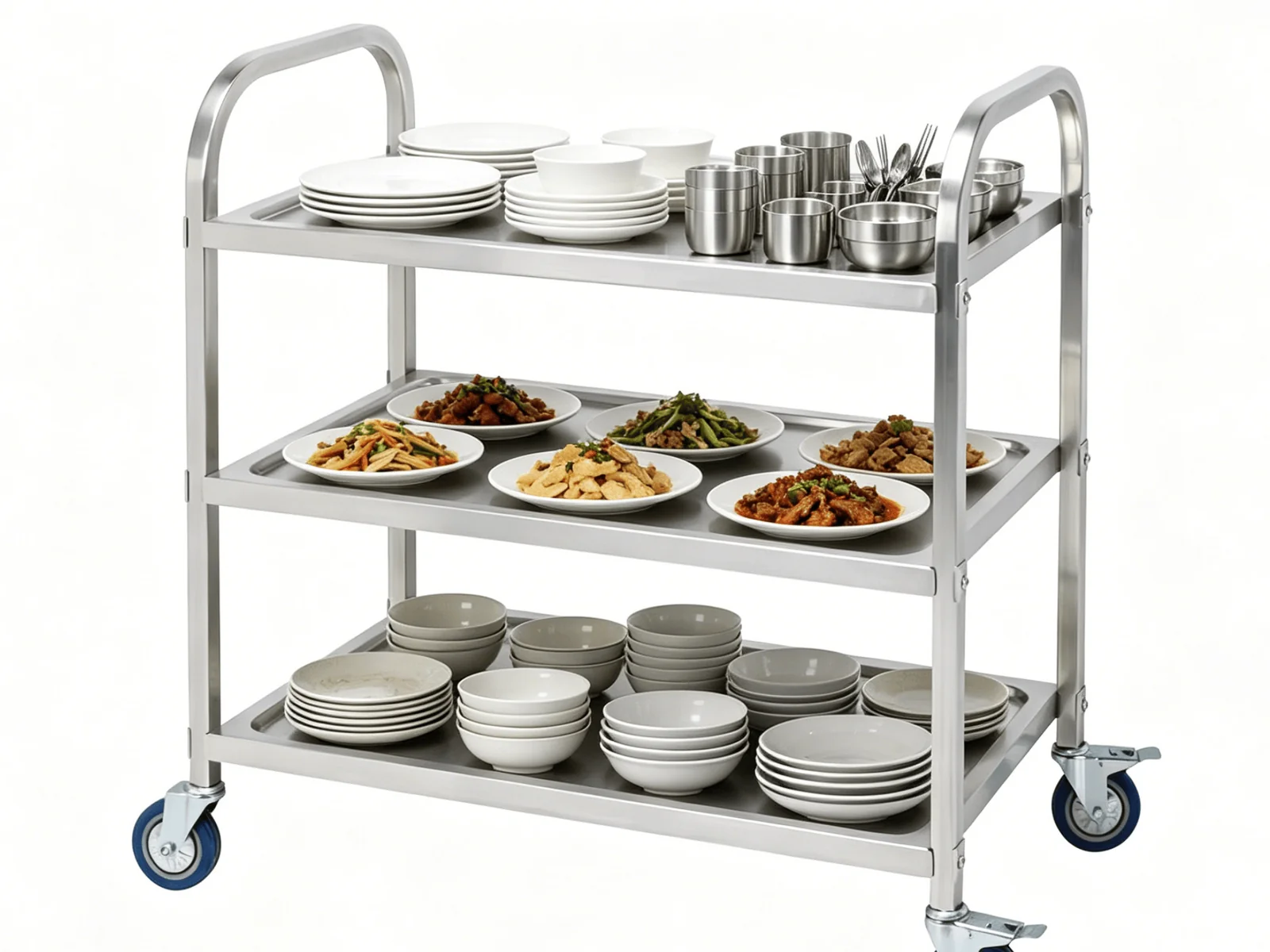 3-tier loaded with dishes