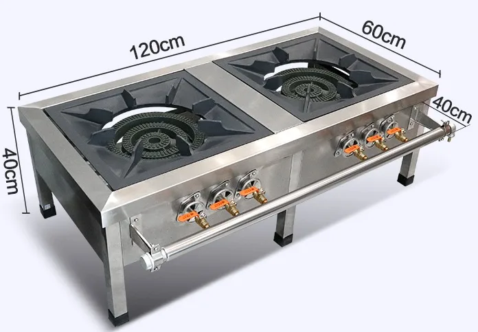 Double-head 3-ring gas stock pot stove