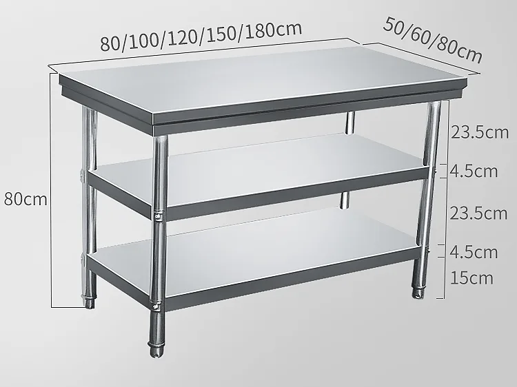 Standard size chart: 80/100/120/150/180 cm length x 50/60/80 cm depth x 80 cm height