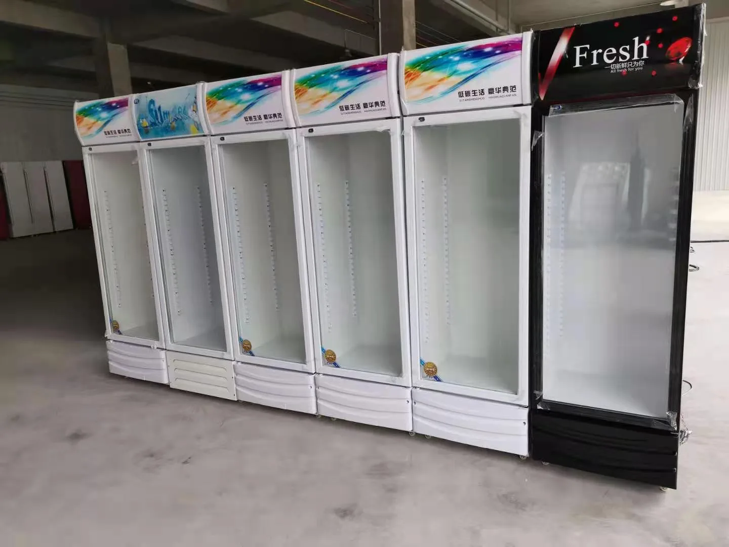 Production line of upright coolers