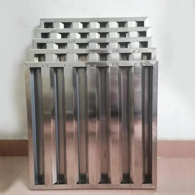 Removable folded stainless steel baffle grease filter