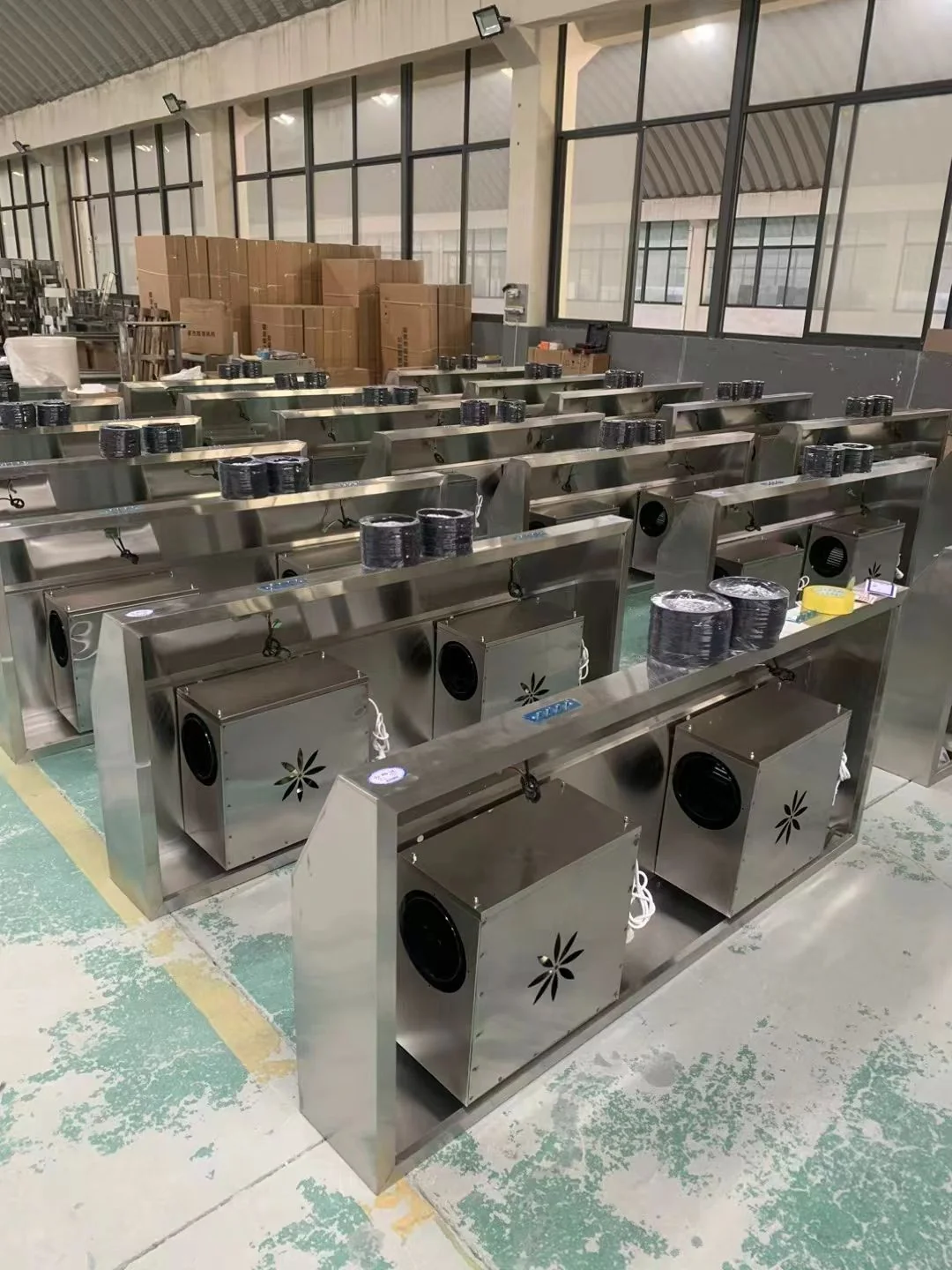 Warehouse with ready-stock commercial exhaust hoods