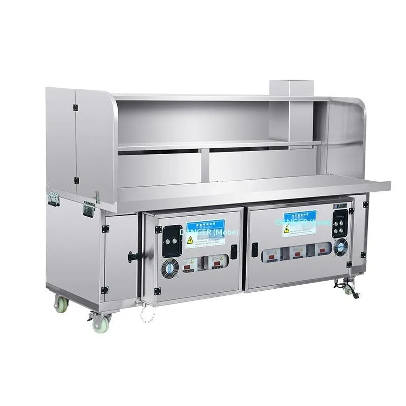 Full Kitchen commercial smokeless BBQ cart, white background
