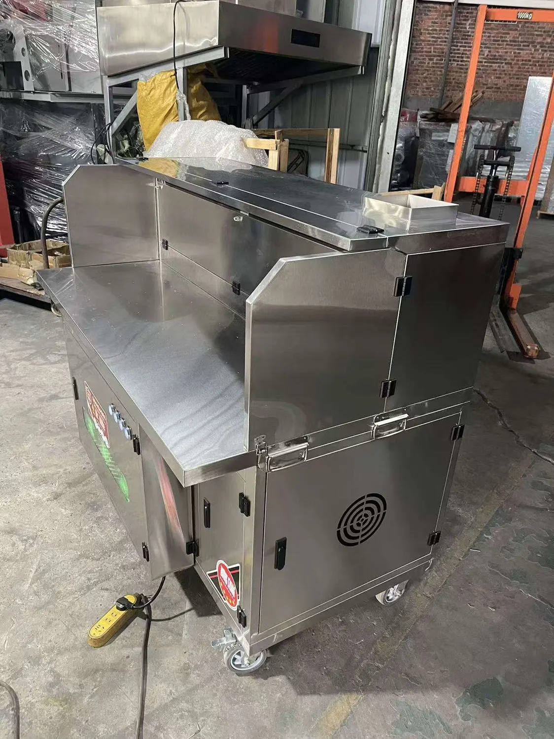 Smokeless BBQ cart side view