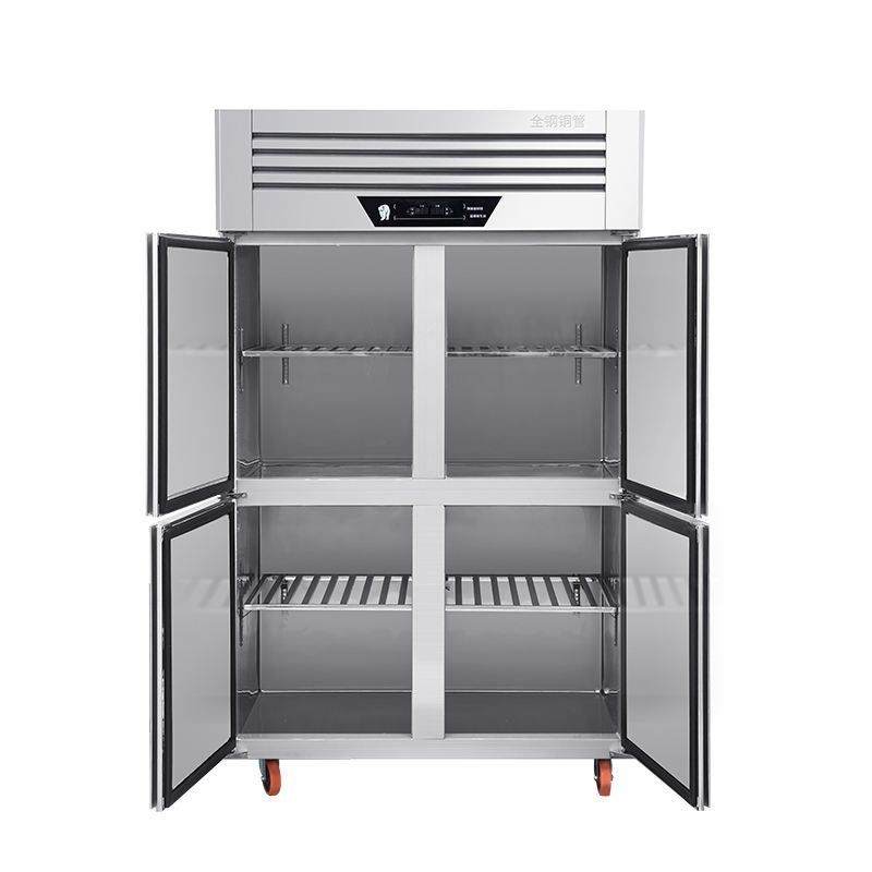 Full Kitchen commercial freezer internal structure with stainless shelves