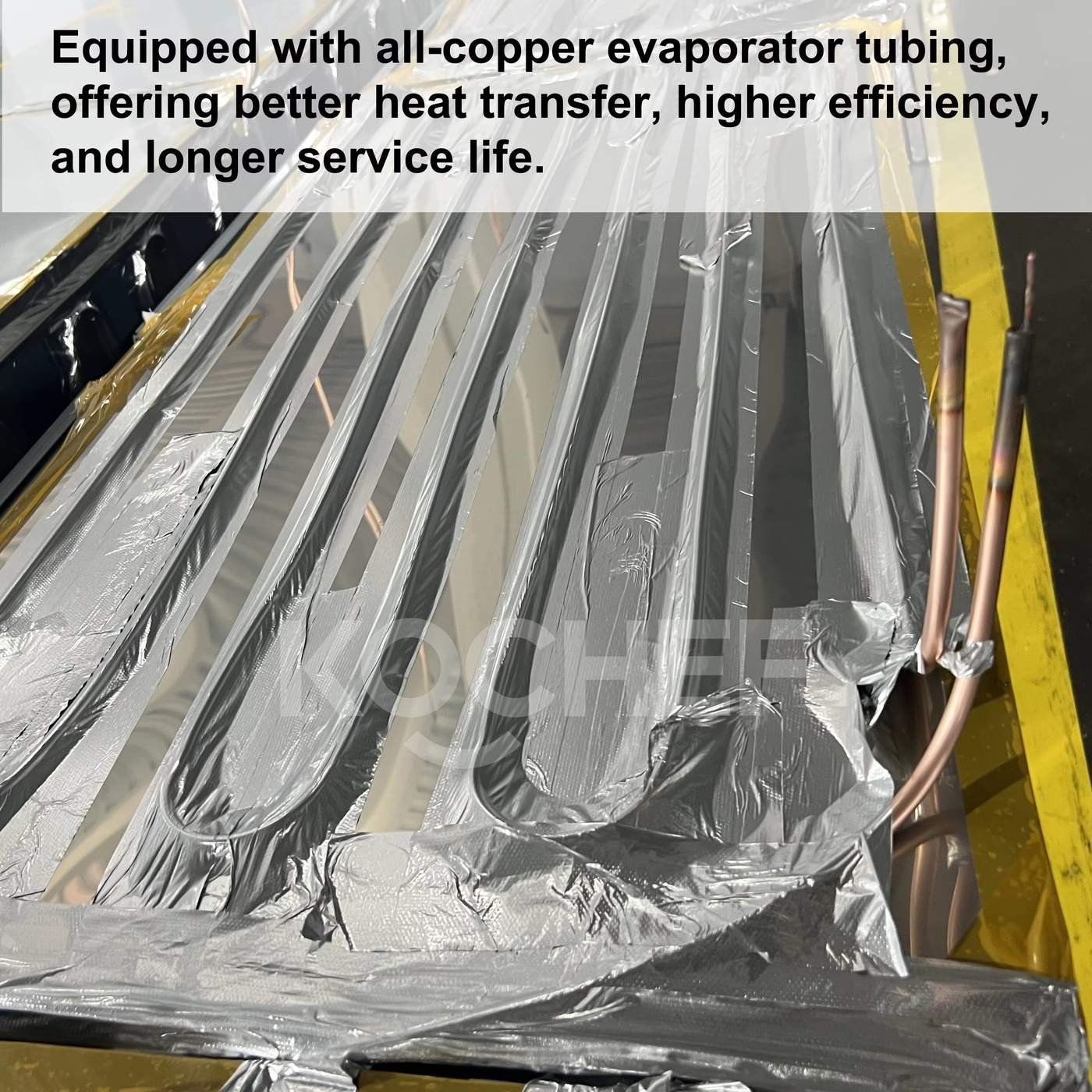 Full Kitchen all-copper wrapped evaporator tubing detail