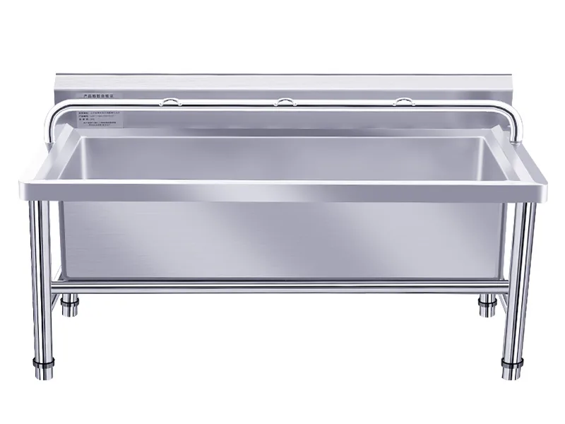 Commercial stainless steel mop sink with backsplash
