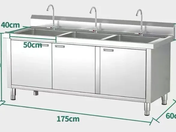 1800 mm triple bowl bench