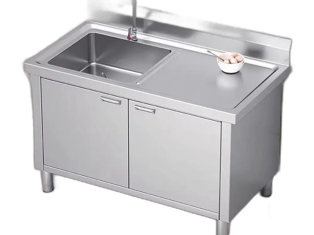 Sink bench in commercial kitchen