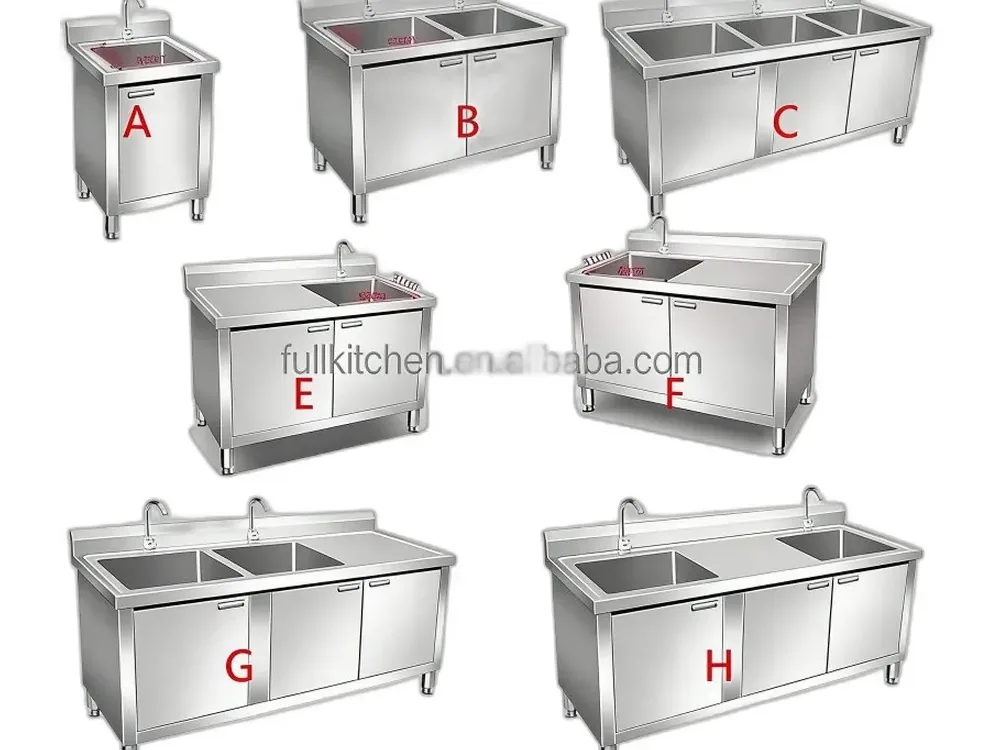 Stainless Steel Sink Bench with Cabinet Doors