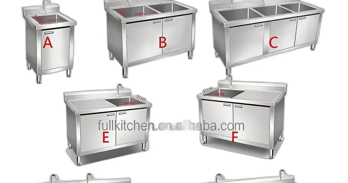 Stainless Steel Sink Bench with Cabinet Doors