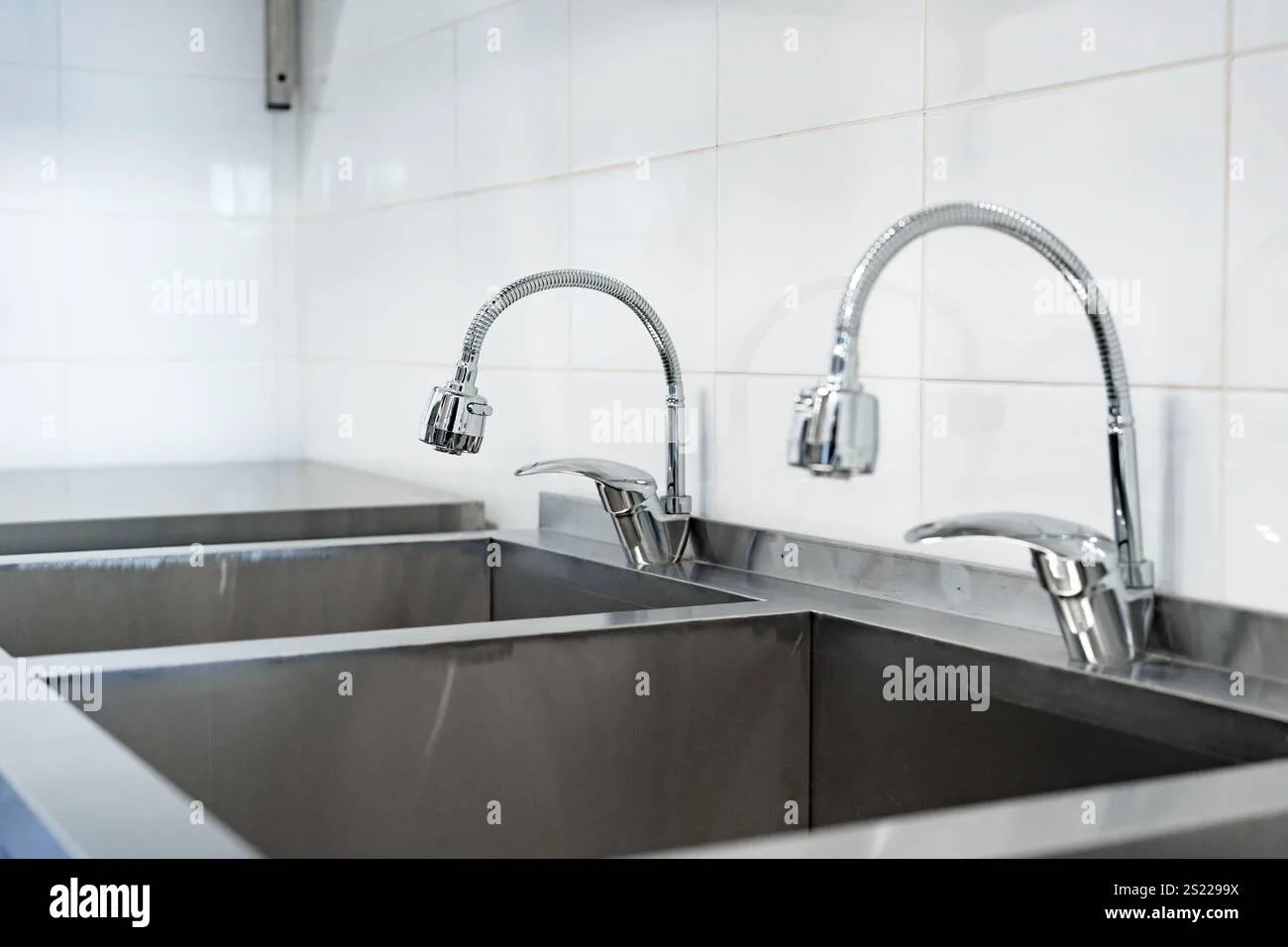 Stainless steel sink in a food processing area