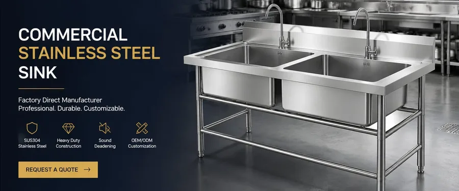 Commercial stainless steel kitchen sinks