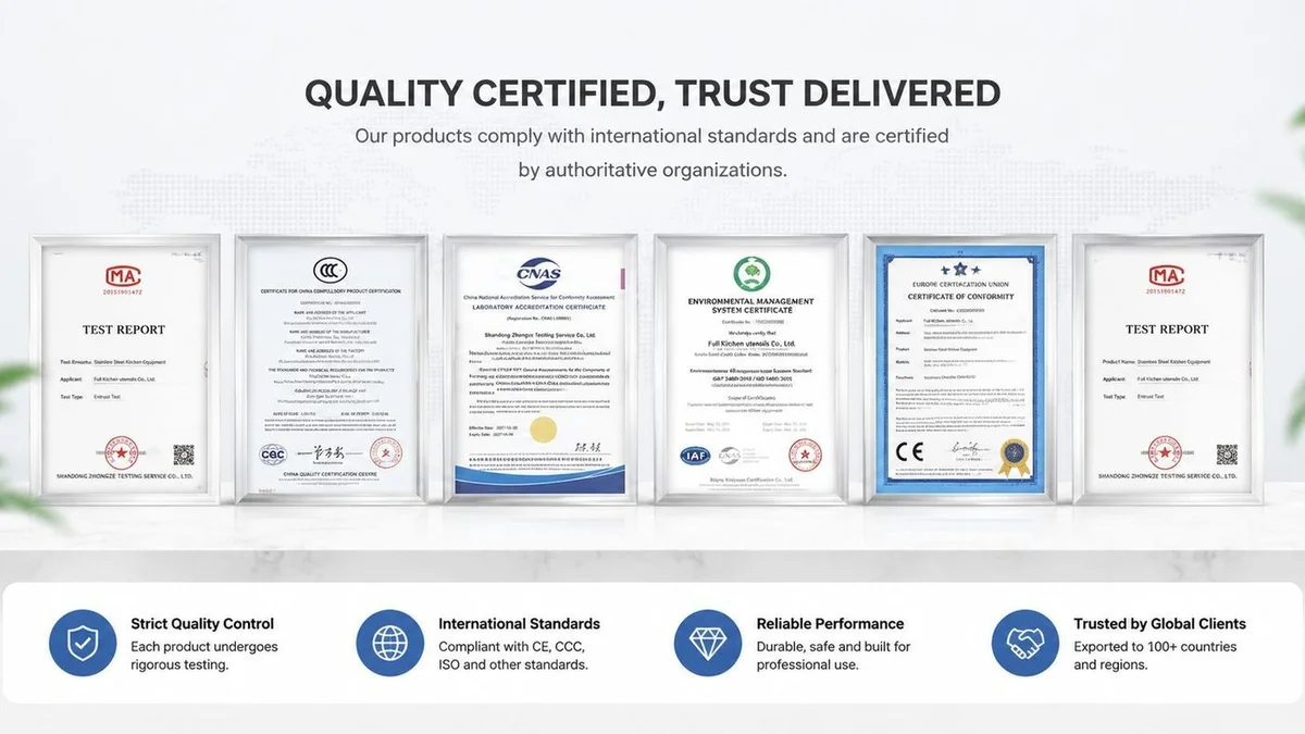 Product test report and certifications collage