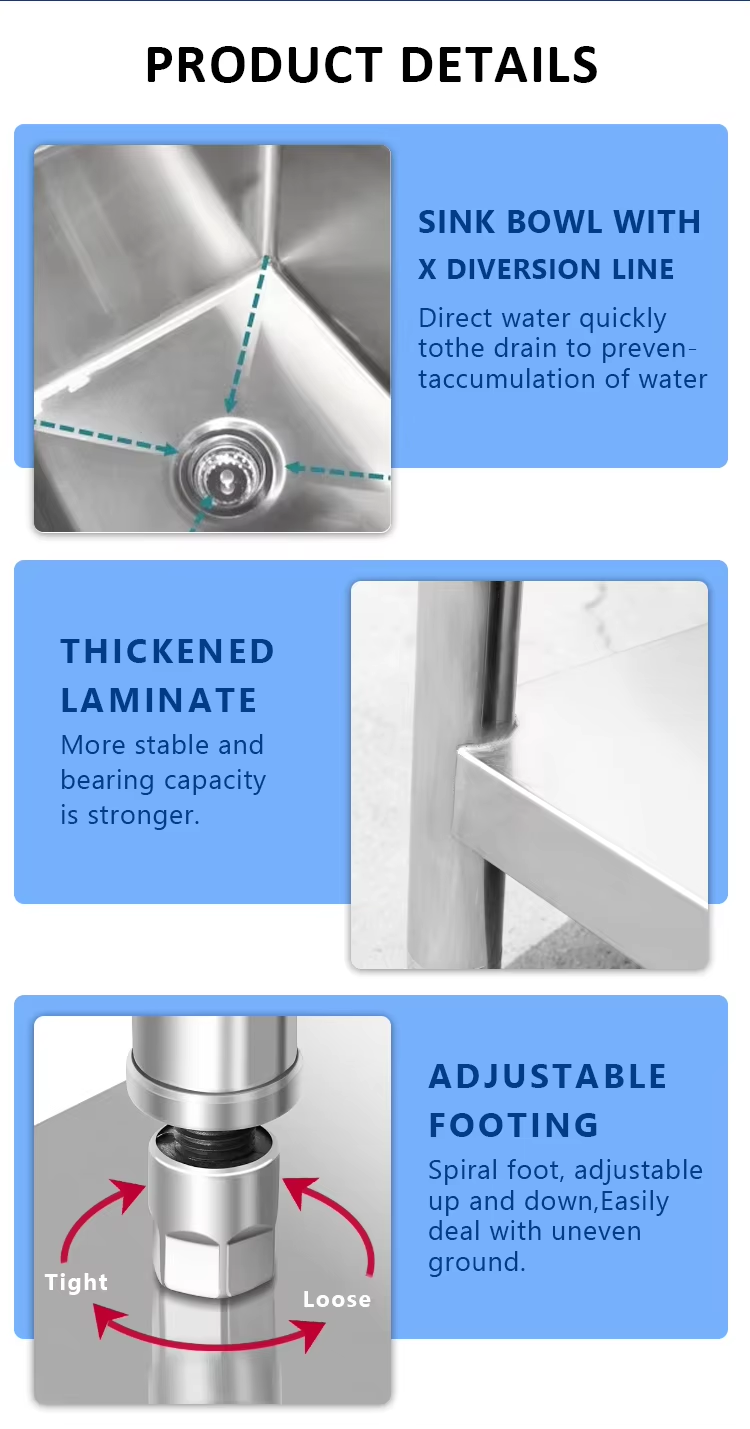 Double bowl stainless steel sink for restaurant