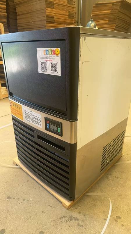 Ice maker fully labeled, ready to ship