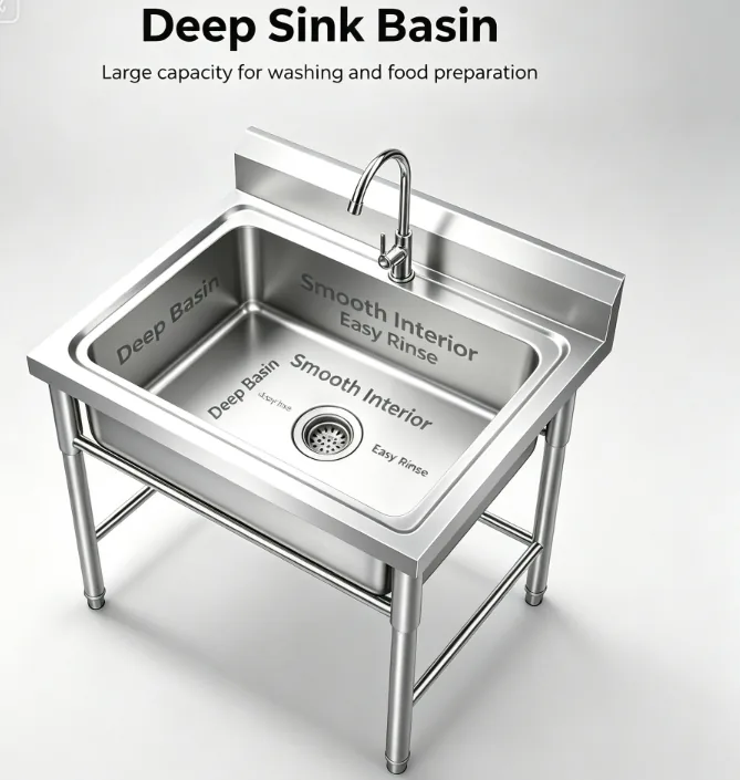 Close-up of stainless steel sink surface and welded detail