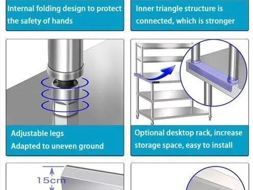 Stainless steel work table undershelf and legs